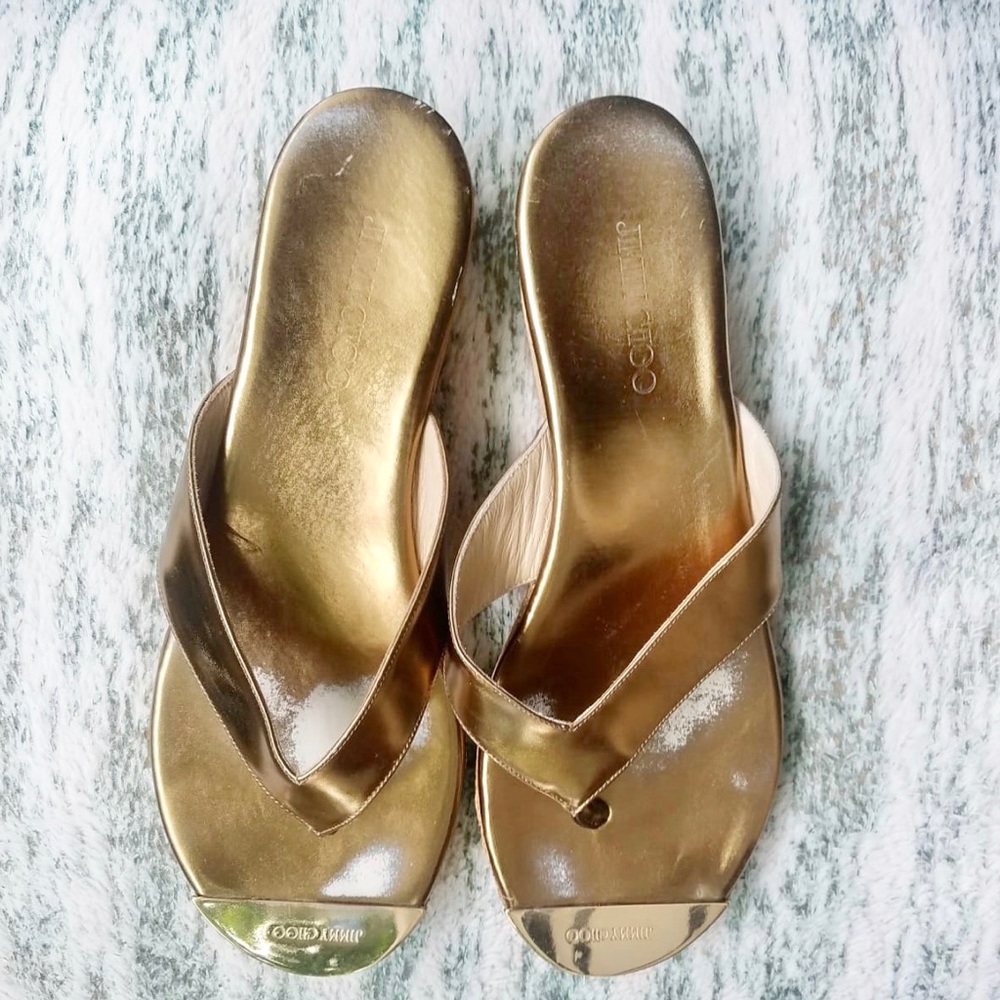 Jimmy Choo Gold Platform Slipper